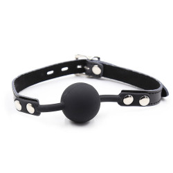 Ohmama Fetish - Bâillon Balle En Silicone Avec Ceinture En Cuir (Cadenas Inclus)